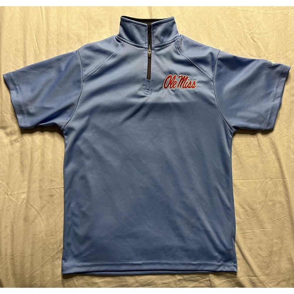 Ole Miss Rebels Pullover Youth Small Blue Badger Sports 1/4 Zip Short Sleeve